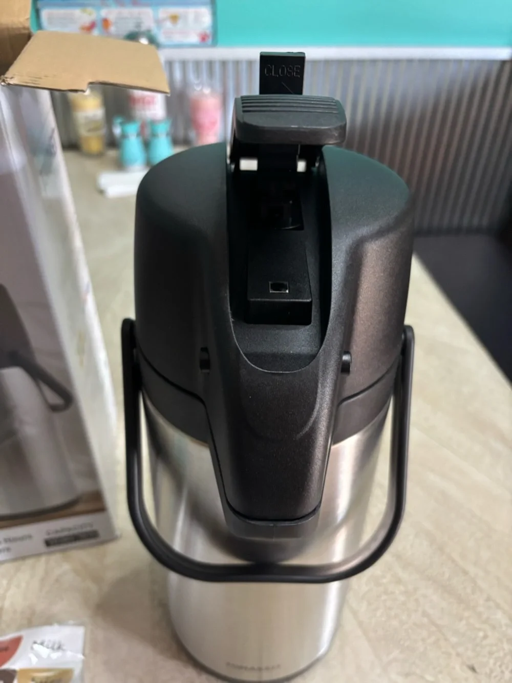 Tomakeit Airpot Coffee Dispenser with Stainless Steel Carafe - Black & Silver